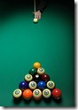 Balls on a pool (billard) table during play